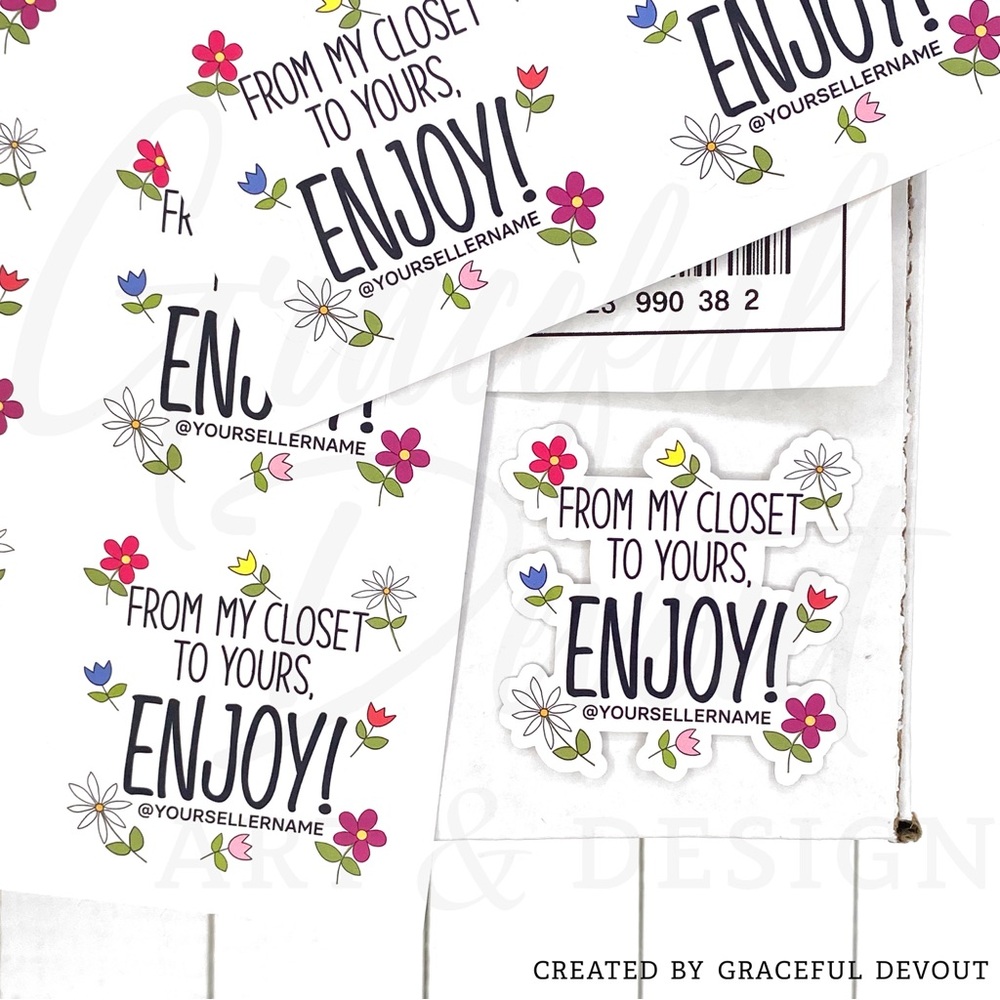 🌷From my closet to yours, ENJOY! -Sticker 2" (inches)(48ct.)[GD67-48] - Picture 6 of 8